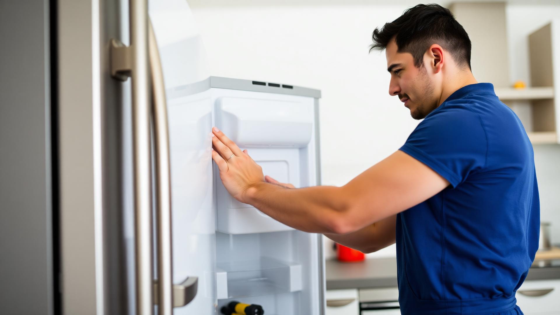Técnico reparando un electrodoméstico en un hogar chileno